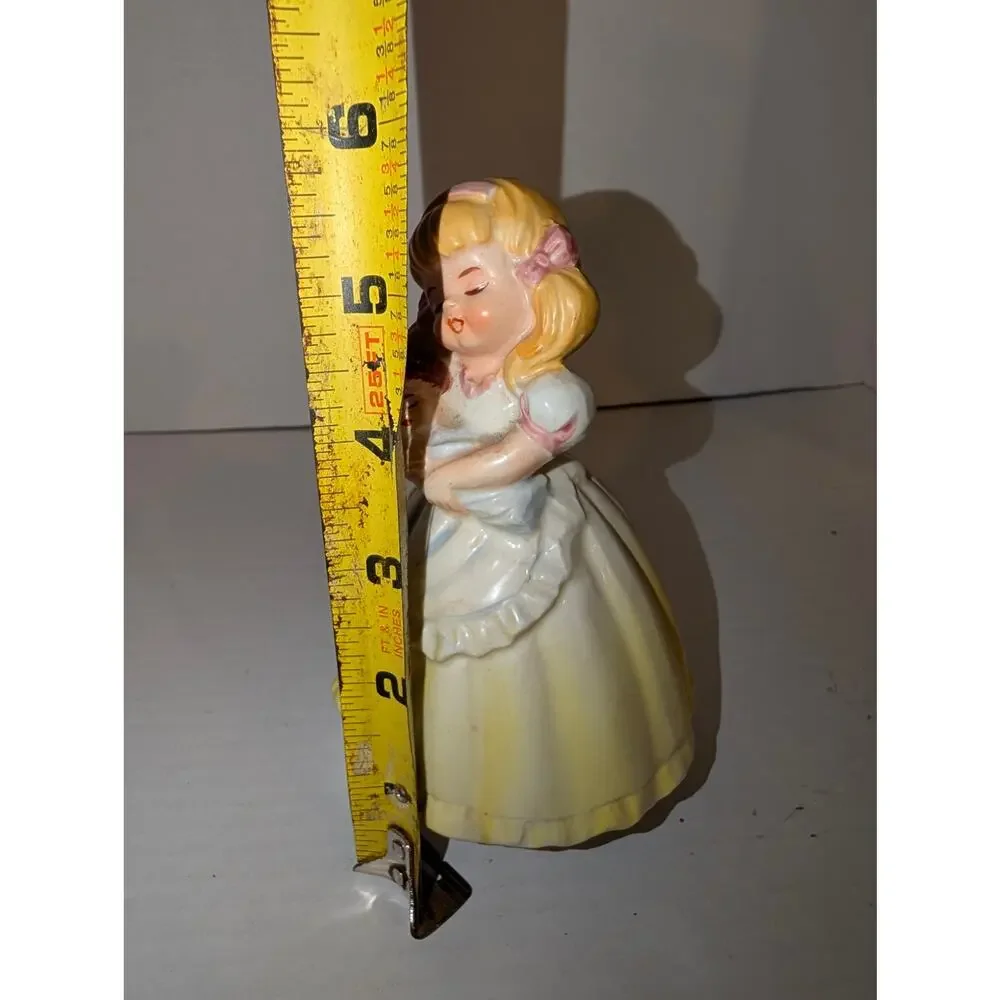 Vintage Sankyo Japan Music Box Figure Girl Holding Baby Brother Boy Works S81